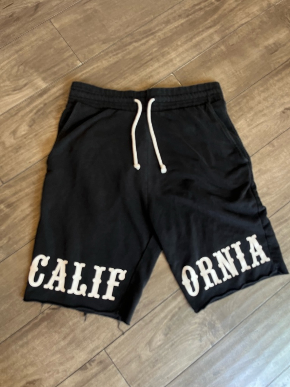 H&M Black Graphic 'California' Cotton Drawstring Shorts